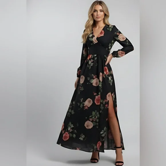 French Floral Rose Print Dress - Picture 5 of 12